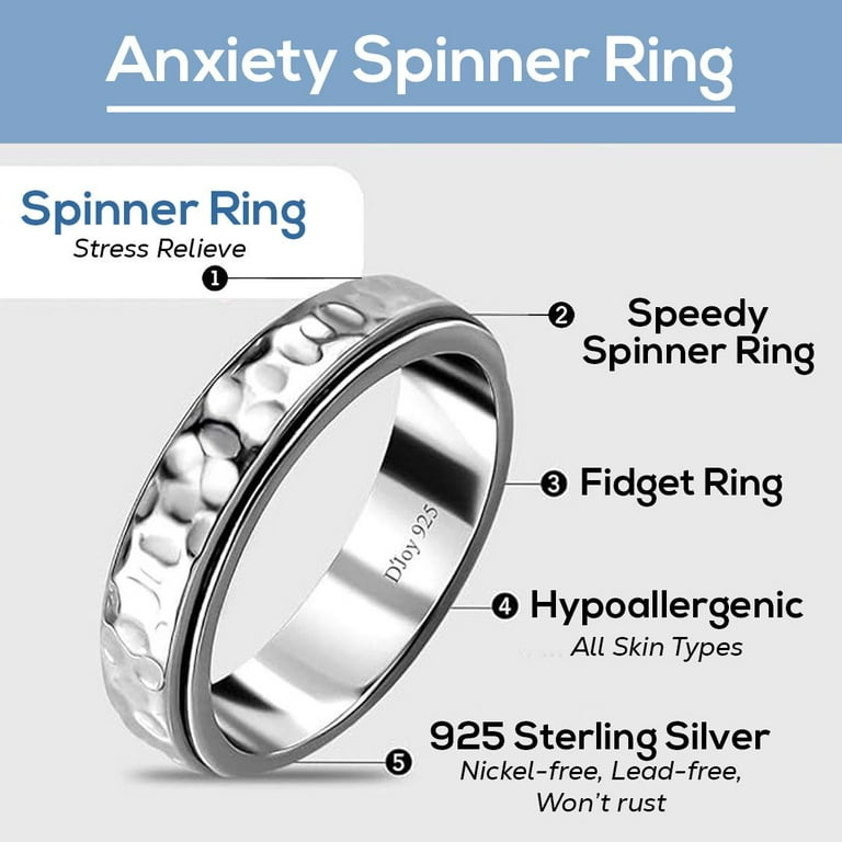Treasure Bay Zilveren herenring | 925 sterling zilver 9 mm schorpioen fidget -ring voor heren - spin-stressverlichting ring, Sterling zilver