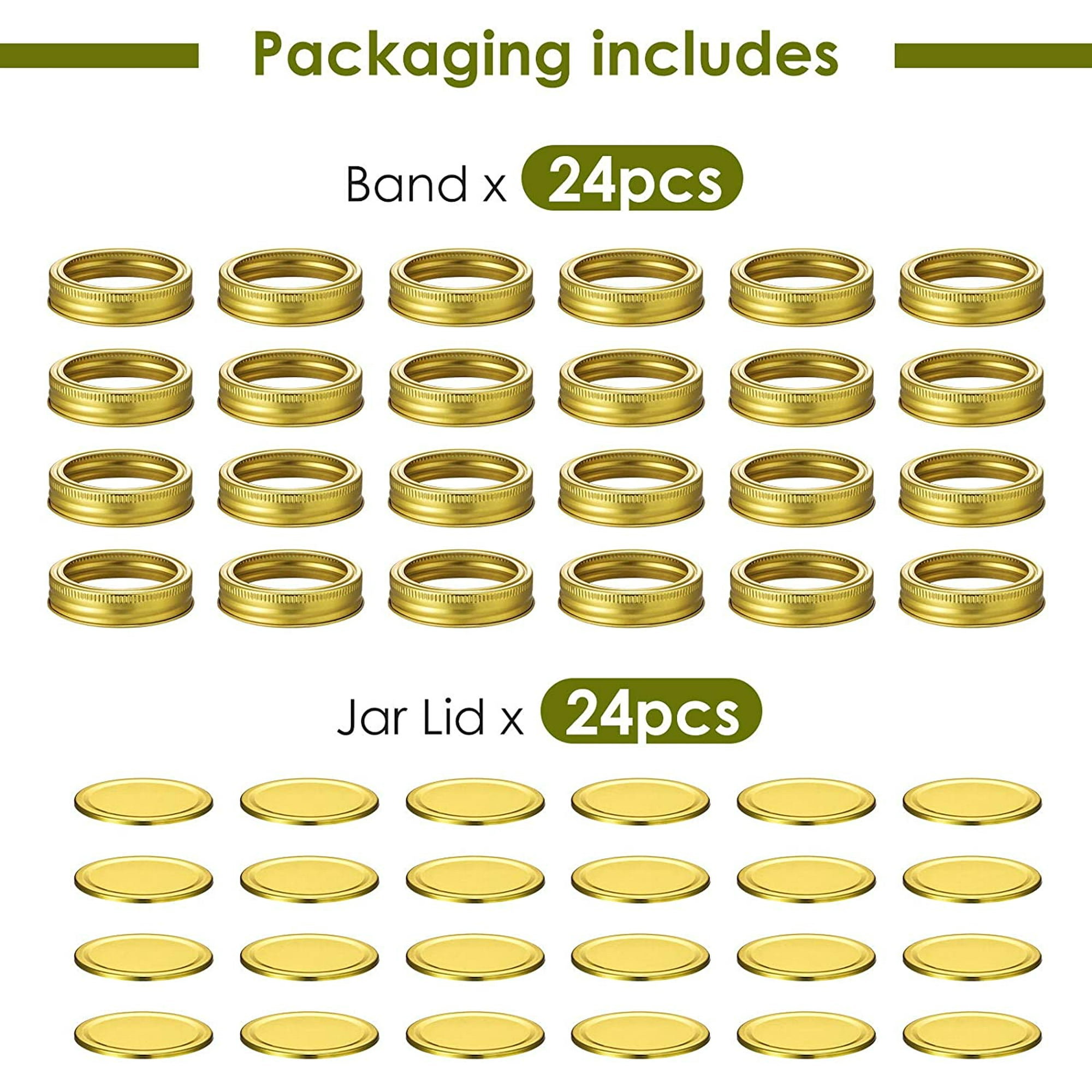 48 Pieces Canning Jar Lids and Bands for Regular Mouth Mason Jars
