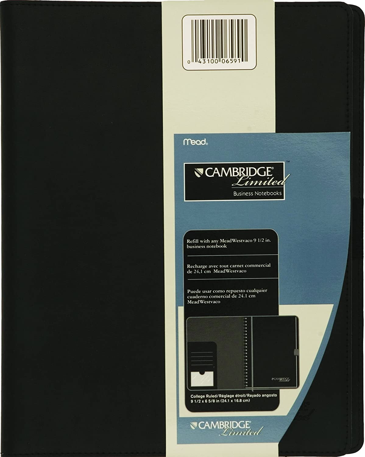 Black Pleather Cambridge Limited 06591 Refillable Business Notebook 11-5//8x9-3//4-Inch 50-Sheet