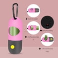 thumbnail image 4 of Dispensador de bolsas para excrementos de perro, paquete de 2 con linterna LED y bolsas, color rosa, 4 of 7