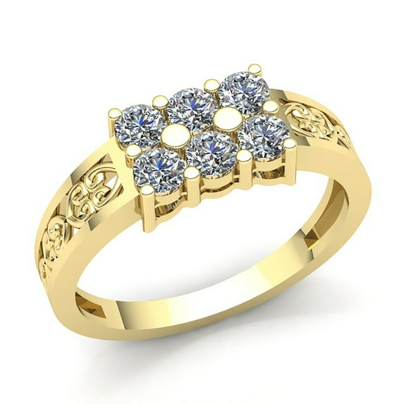 Genuine 0.75ct Round Cut Diamond Mens Cluster Classic Anniversary Engagement Ring Solid 18K Rose, White or Yellow Gold G SI1