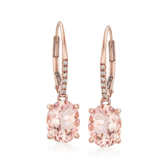 14Kt Rose Gold Morganite, Diamond Dangle Earring