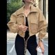 thumbnail image 4 of Chaqueta Corta para Mujer, Anorak Utilitario Extragrande con Cremallera y Bolsillos Caqui S, 4 of 8