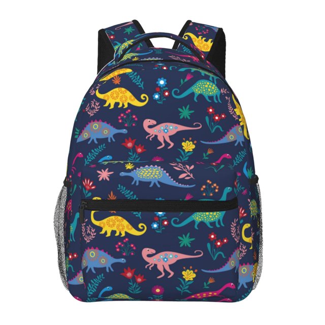 Disketp Dinosaur Flowers Mochila Estampada para Hombre y Mujer – Mochila Ligera Clásica con Múltiples Bolsillos para Universidad, Trabajo y Viajes-One Size