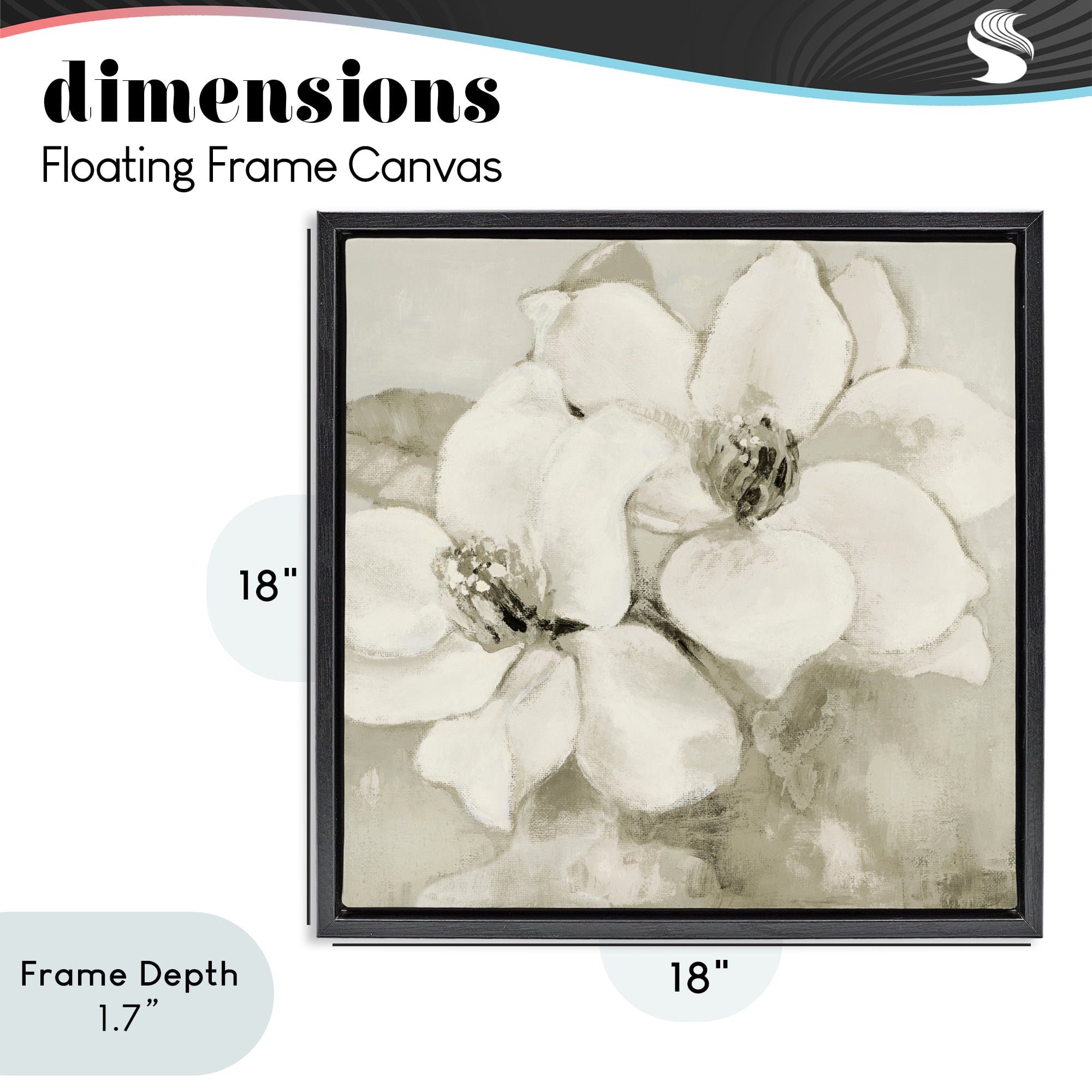 Stupell Industries Subtle Beige Magnolias Black Framed Floater Canvas Wall Art, design by Lanie Loreth
