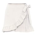 thumbnail image 5 of Idoravan Women's Basic Versatile Skirt Clearance Women Fashion Casual Solid High Waist Ruffle Lace-up Short Skirt, 5 of 5