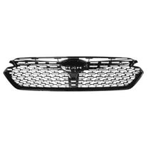 Ikon Motorsports Front Upper Grille Compatible with 2024-2025 Subaru Impreza Sport Style Gloss Black W/ Chrome ABS Plastic Replacement Front Bumper Hood Grill 1PC