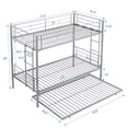 thumbnail image 4 of UHOMEPRO Twin Over Twin Metal Bunk Bed with Trundle, Convertible Triple Sleeper Bed with Guardrails and Ladders, No Box Spring Needed, Silver, 4 of 9