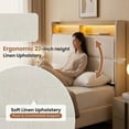 thumbnail image 4 of Queen Bed Frame with 51.8" Wingback Bookcase Storage Headboard, Cream Beige Upholstered Platform Bed with Charging Station (Type-C) & LED Lights, No Box Spring Needed, Cream Aesthetic, 4 of 9