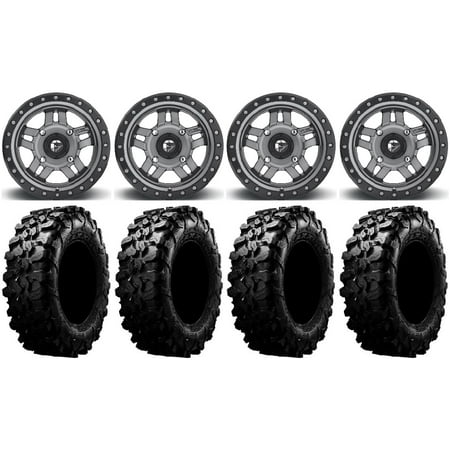 Fuel Anza Gunmetal 14 Wheels 30 Carnivore Tires Sportsman RZR Ranger