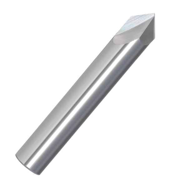 3/16" Diameter 2 Flute Single End Pointed Tip 82 Included Angle Carbide Chamfer Mill , 3/16"SHANK, 2"OAL