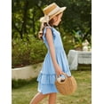 thumbnail image 4 of Arshiner Girls Flutter Sleeve A-Line Sundress Casual Summer Tiered Swing Midi Pocket Dress, 4 of 6