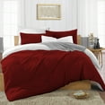 thumbnail image 1 of Duvet Cover 3 Piece Egyptian Cotton Cozy & Super Soft 600 TC Reversible Duvet Covers with Zipper Closure & Corner Ties Comforter Cover (Super King, Burgundy ), 1 of 6