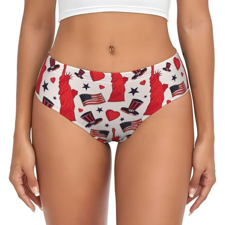 Womens Underwear - USA Flag Print heart No Show Seamless Underwear for Women  Soft Stretch Womens Panties  Hipster Ladies Panties Bikini Underwear Briefs