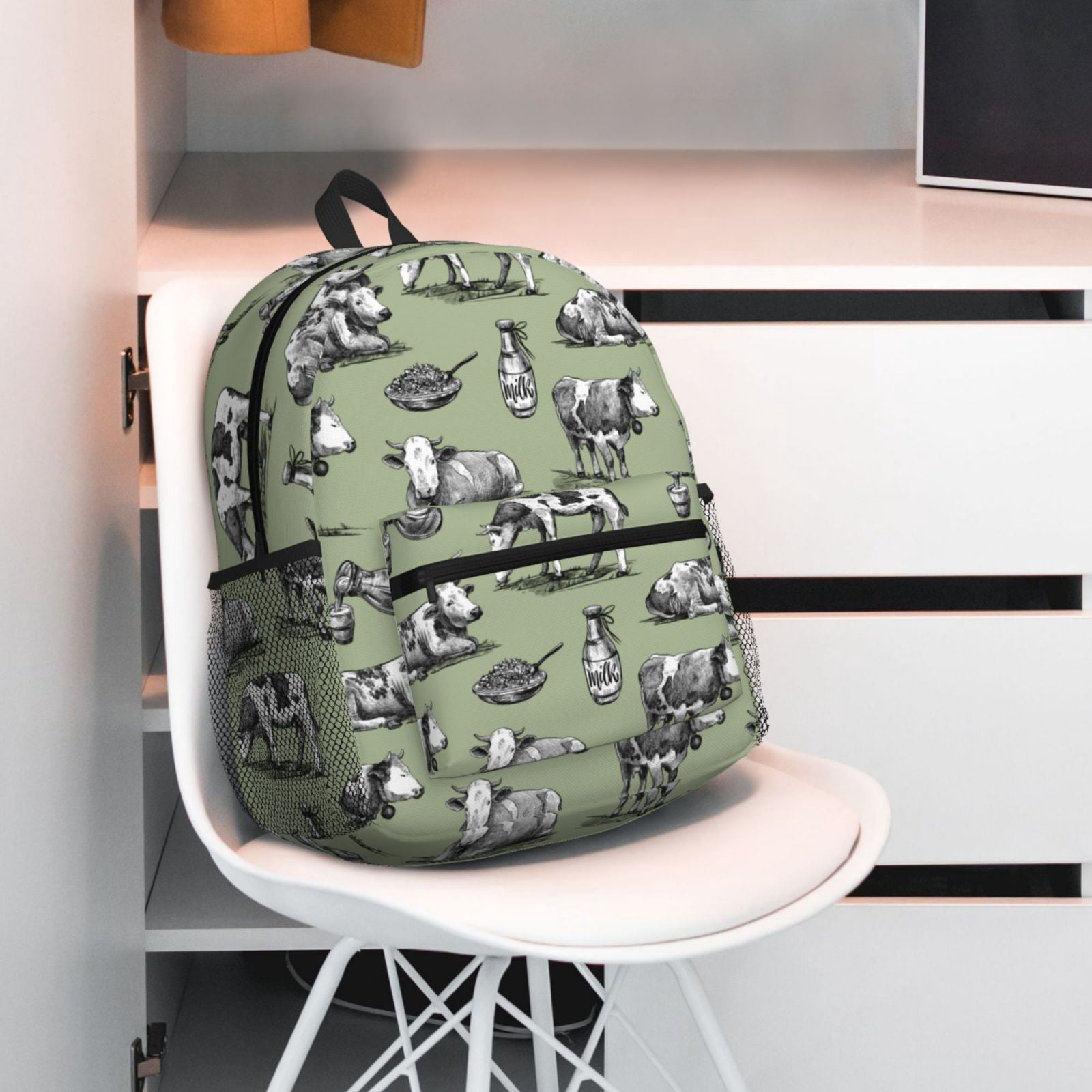 Ratiio Farm Cows Print Casual Backpack for Men and Women, Water Resistant Oxford Fabric School Bag Lightweight Travel Daypack