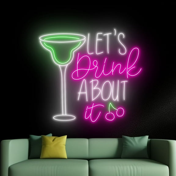 Handmadetneonsign Let's Drink About It Neon Sign, Cocktail Bar Wall Art Decor, Bar Pub Event Party Wall Decor
