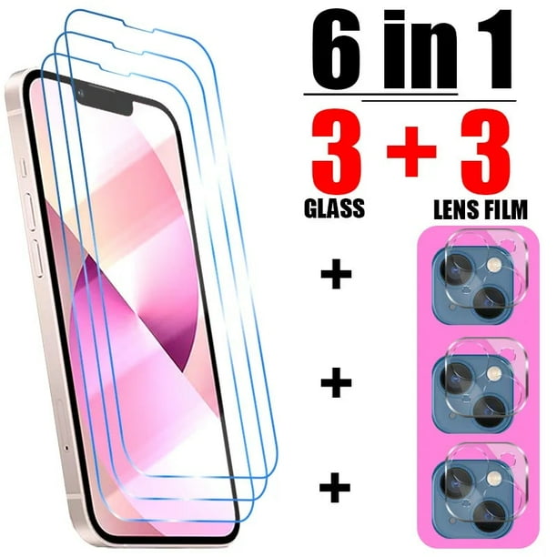Vidrio templado 6 en 1 para iPhone14 Plus 13 12 11 mini Xs max XR X 8 7 6 6S Plus SE protector de pantalla para 14 13 12 11 Pro Max Glass