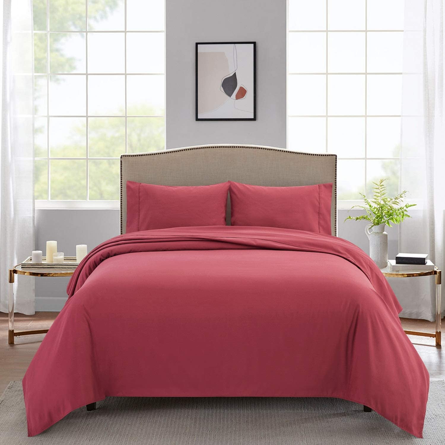 Twin Bed Sheet Set, JOW Sheet Set for Twin Size Bed, 3 Piece ...