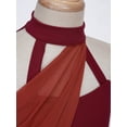 thumbnail image 4 of Sinleey Kids Girls Lyrical Dance Dress Leotard Halter Neck High Low Chiffon Overlay Skirted Leotard Burgundy 8, 4 of 7