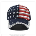 thumbnail image 4 of Gorra de béisbol lisa de algodón con diamantes de imitación y estampado de bandera, 4 of 4