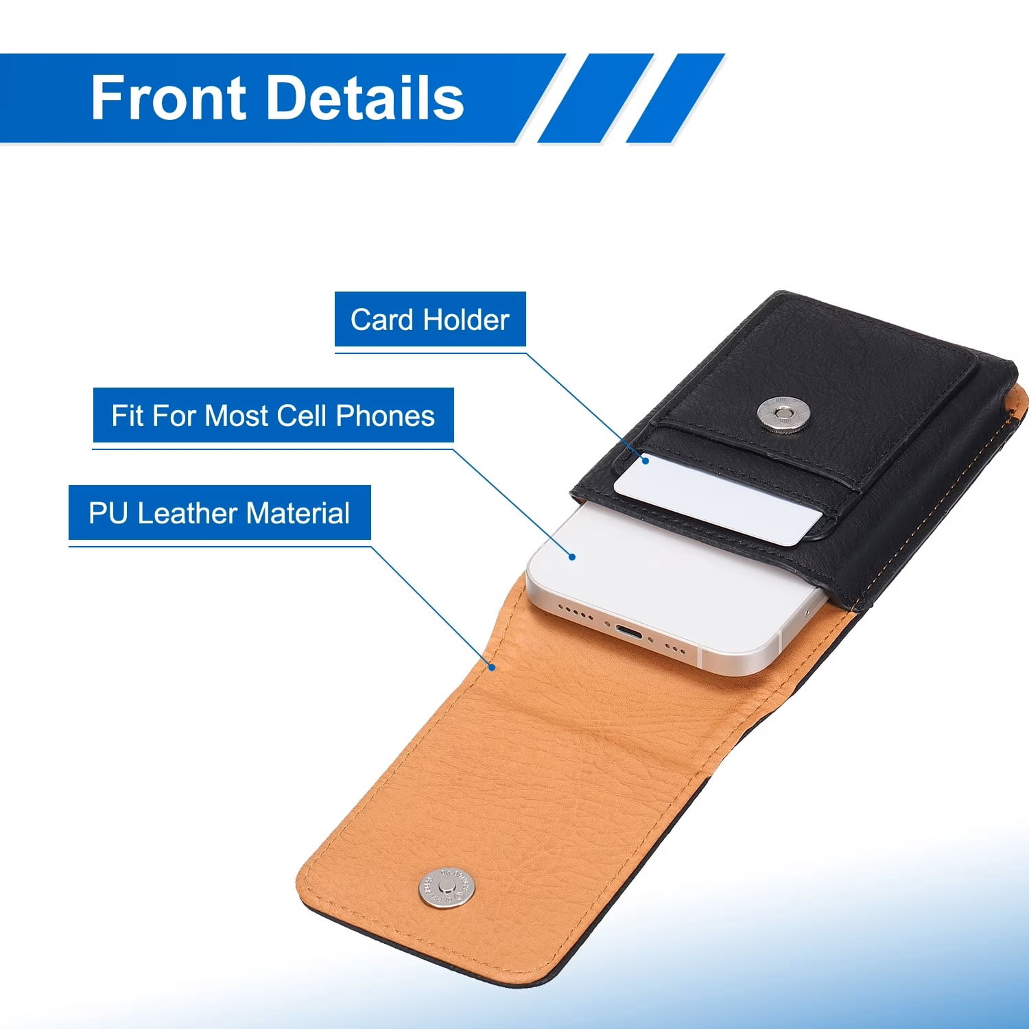 Vertical Pouch Case with Card Holder Black - Large