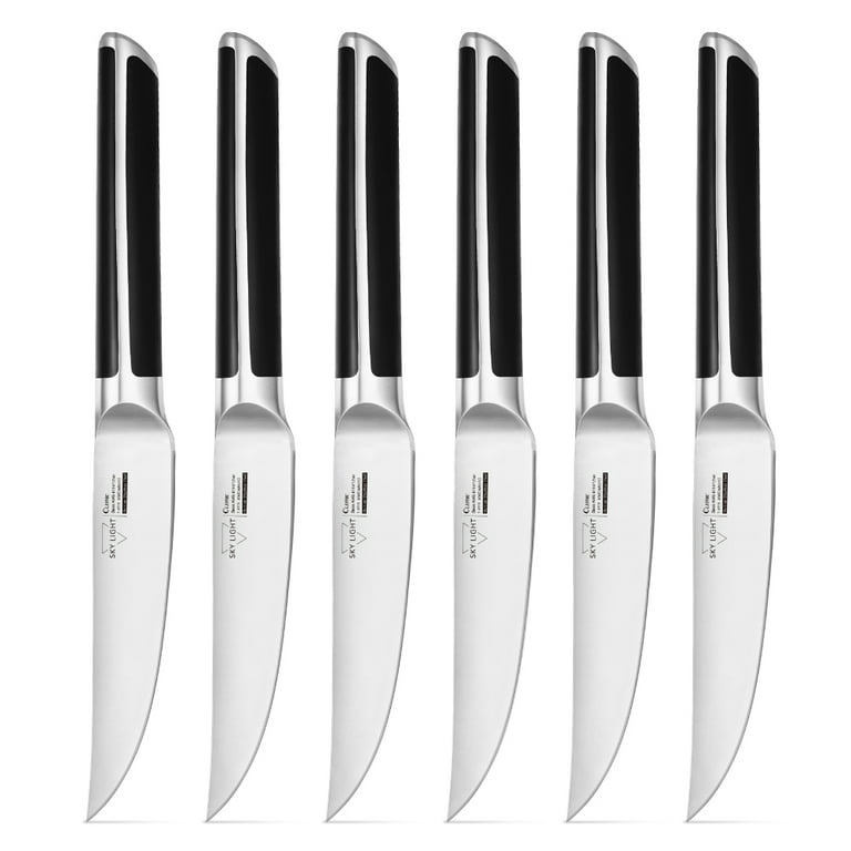 Jaswehome 6pcs Steak knives Serrated Edge Sharp Light Premium