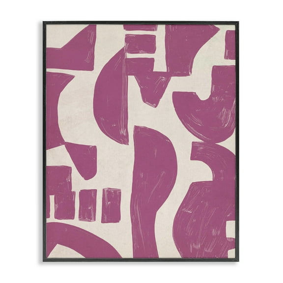Stupell Industries Purple Asymmetrical Shapes Abstract Painting Black Framed Art Print Wall Art, 11 x 14
