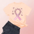 thumbnail image 2 of Sexlip Women's Ribbon Print Short Sleeve T Shirt Meaningful Design Soft Fabric Daily Casual Wear Beige XL, 2 of 3