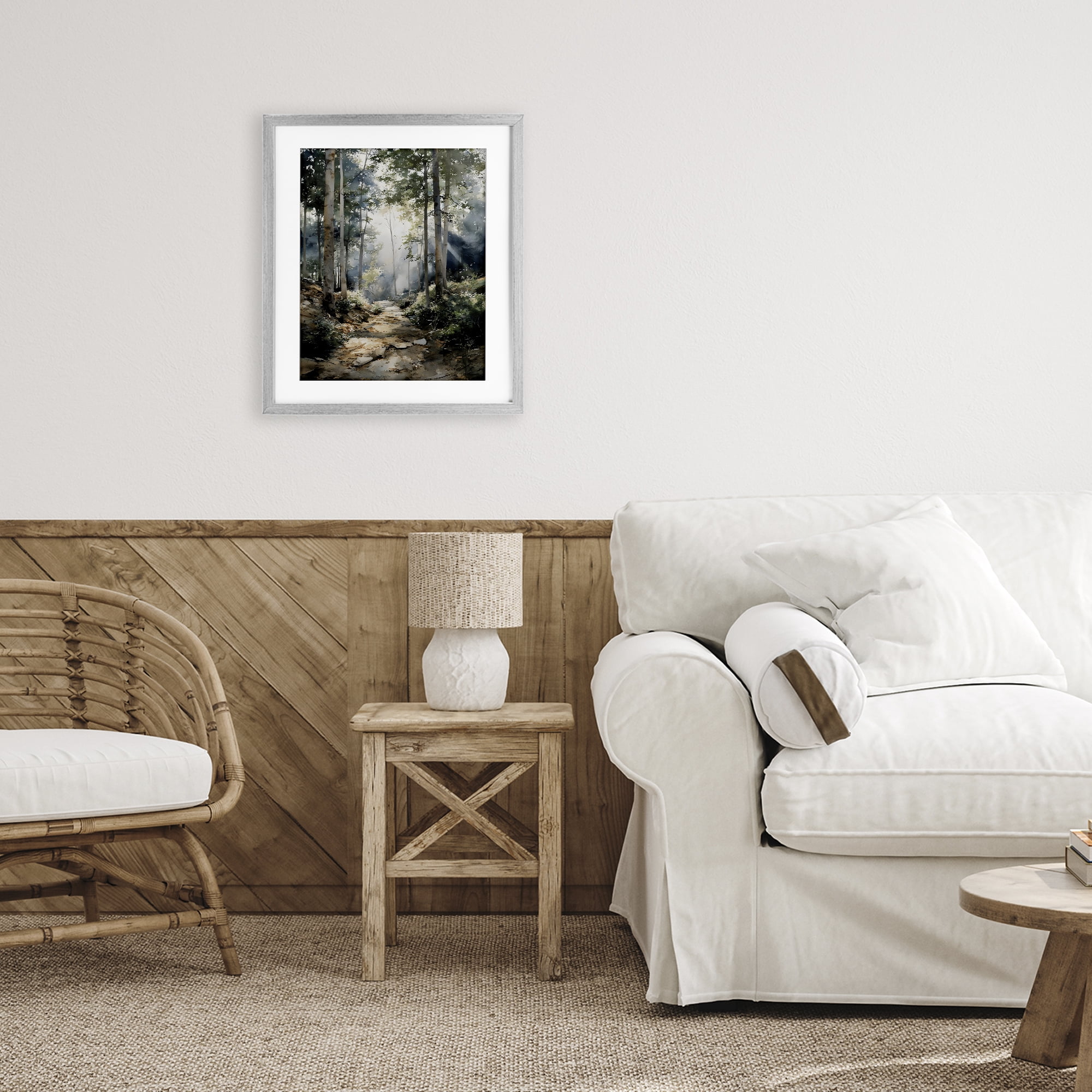 Stupell Industries Through The Woods Pathway Gray Framed Print Under Glass, design by Franklyn Gregory