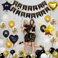 thumbnail image 4 of Decoraciones para fiesta de cumpleaños de 30 años en oro negro, 30 globos, pancartas de feliz cumpleaños número 30, pompones de papel, globos de aluminio para hombres y mujeres, decoración para adultos, reutilizable brillar Electrónica, 4 of 5