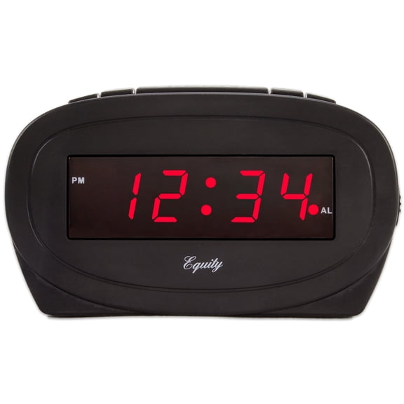 Equity Digital 0.60" Red LED Corded Electric Black Alarm Clock, 30228