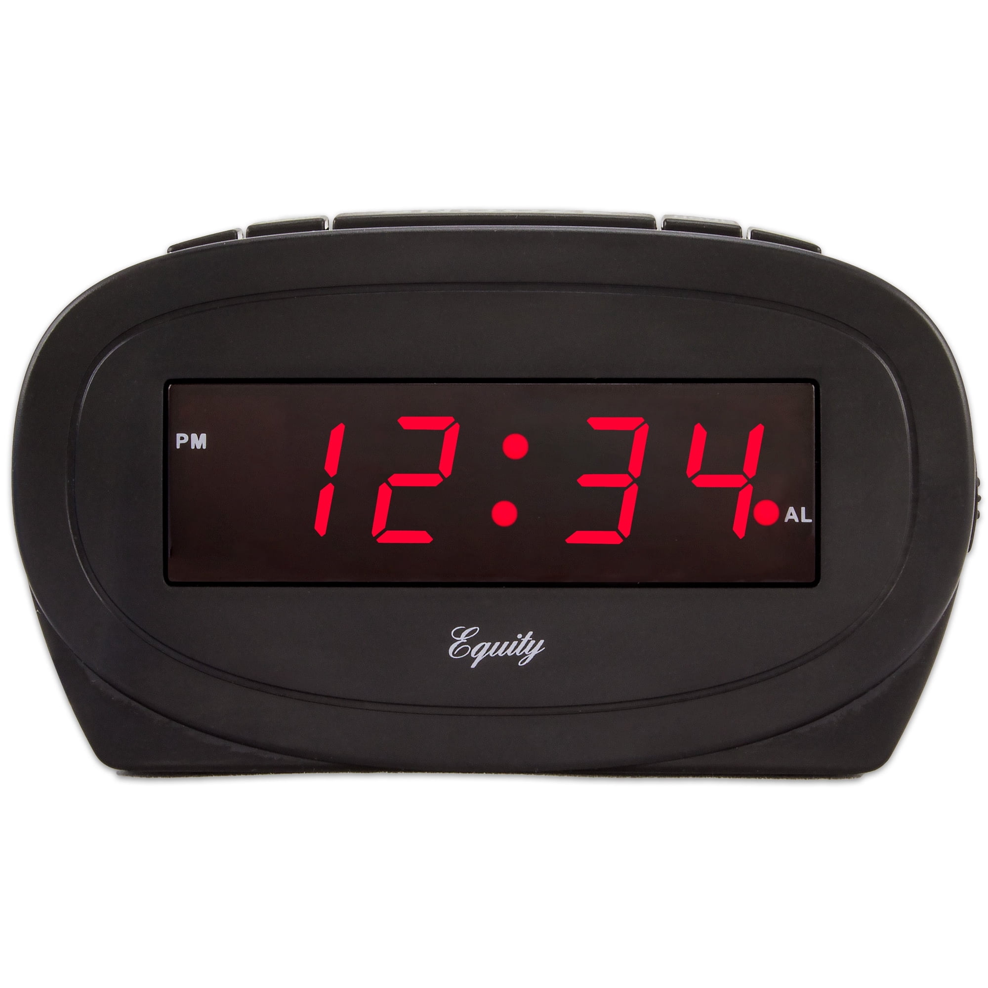 Equity Digital 0 . 60 Red LED Corded Electric Black Alarm Clock, 30228
