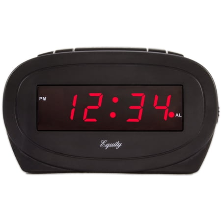 Equity Digital 0.60 Red LED Corded Electric Black Alarm Clock, 30228