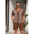 thumbnail image 2 of COOFANDY Men's 2 Pieces Short Set Short Sleeve Vintage Button Down Shirts and Summer Pants Casual Beach Outfits, 2 of 9