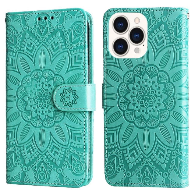 Funda tipo cartera GANGXUN para iPhone 14 Pro Max , diseño girasol, cuero PU, soporte, cierre magnético, tarjetero