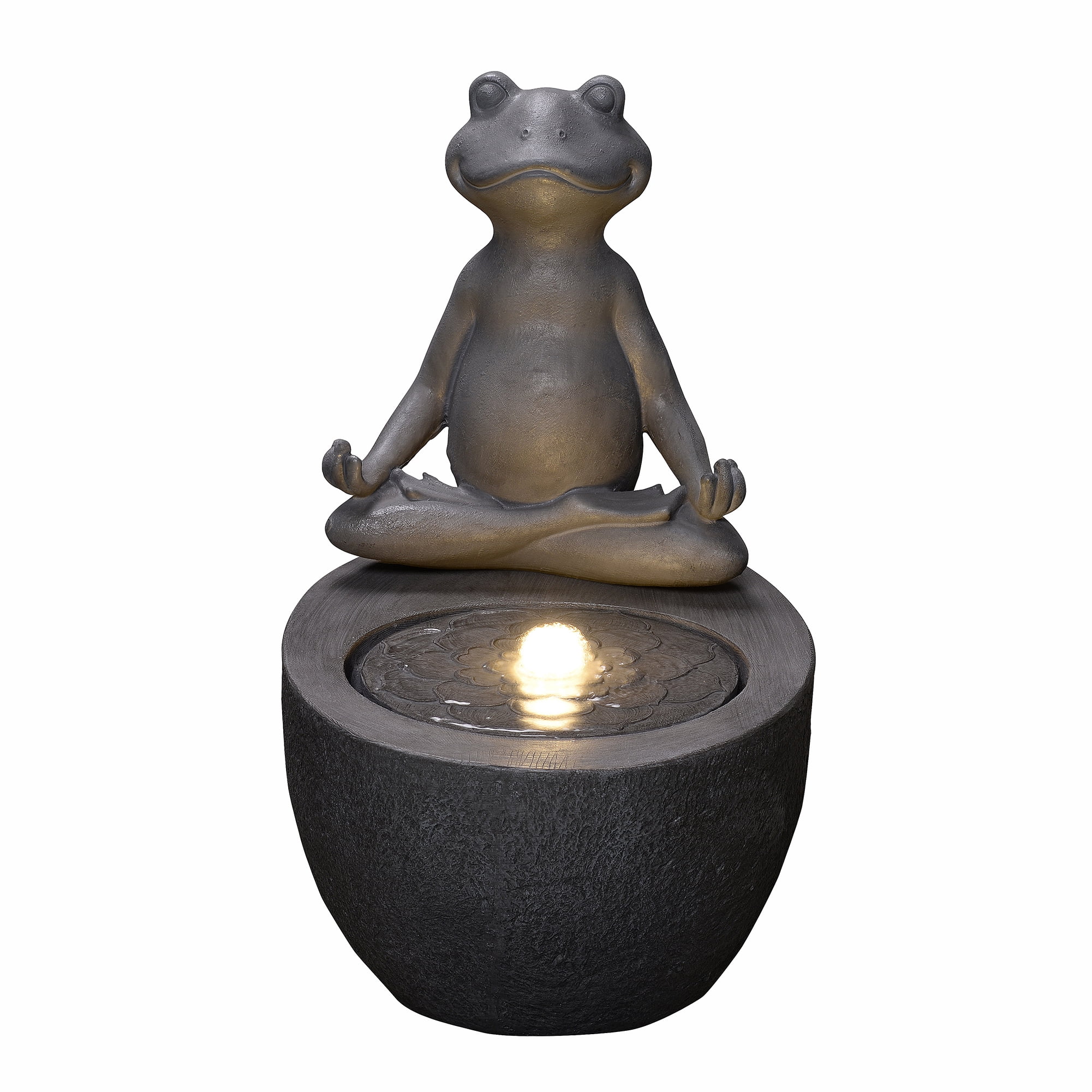 Hi-Line Gift Ltd. Meditating Frog Polyresin Fountain with LED Lights