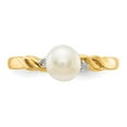thumbnail image 5 of 14K Yellow Gold Ring Band Pearl Diamond Round Freshwater, Size 8, 5 of 5
