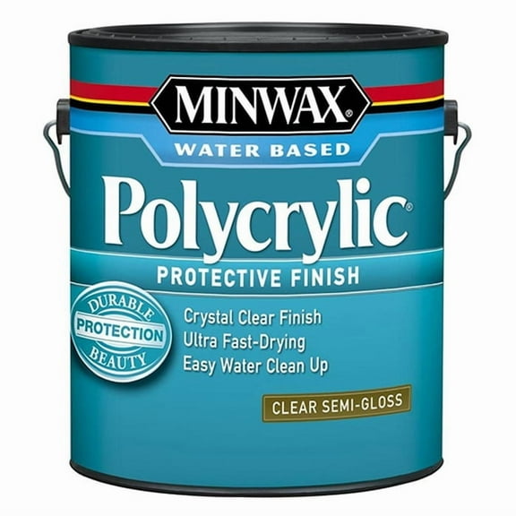 4-Pack of 1 gal Minwax 14444 Clear Polycrylic Water-Based Protective Finish Semi-Gloss