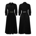 thumbnail image 2 of Women's Plus Size Dress Lapel Pleated Skirt Formal Party Dress Business Dress, 2 of 8