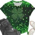 thumbnail image 4 of Tnhcen Women's St. Patrick's Day Four Leaf Clover Print Short Sleeve Round Neck Green Top, S-5XL Plus Size Soft Stretchy Casual Holiday Outfit Shirt – Festive Shamrock Design, 4 of 6