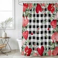 thumbnail image 6 of Valentine's Day Love Heart Shower Curtain Set - 48" x 72" Washable Bathtub Curtain with 12 Hooks, Eucalyptus Black Plaid Love Heart Waterproof Fabric Stall Shower Curtains for Bathroom/Bathtub Décor, 6 of 6