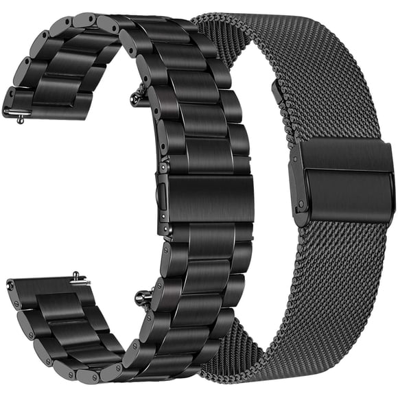 HCTian Watchband Sets for Vivomove HR/Vivoactive 6 5 3 Smart Watch, 20mm Stainless Steel Metal Band + Mesh Strap for Garmin Forerunner 570 42mm / Venu Sq 2 / Vivomove 3 Luxe Style Trend