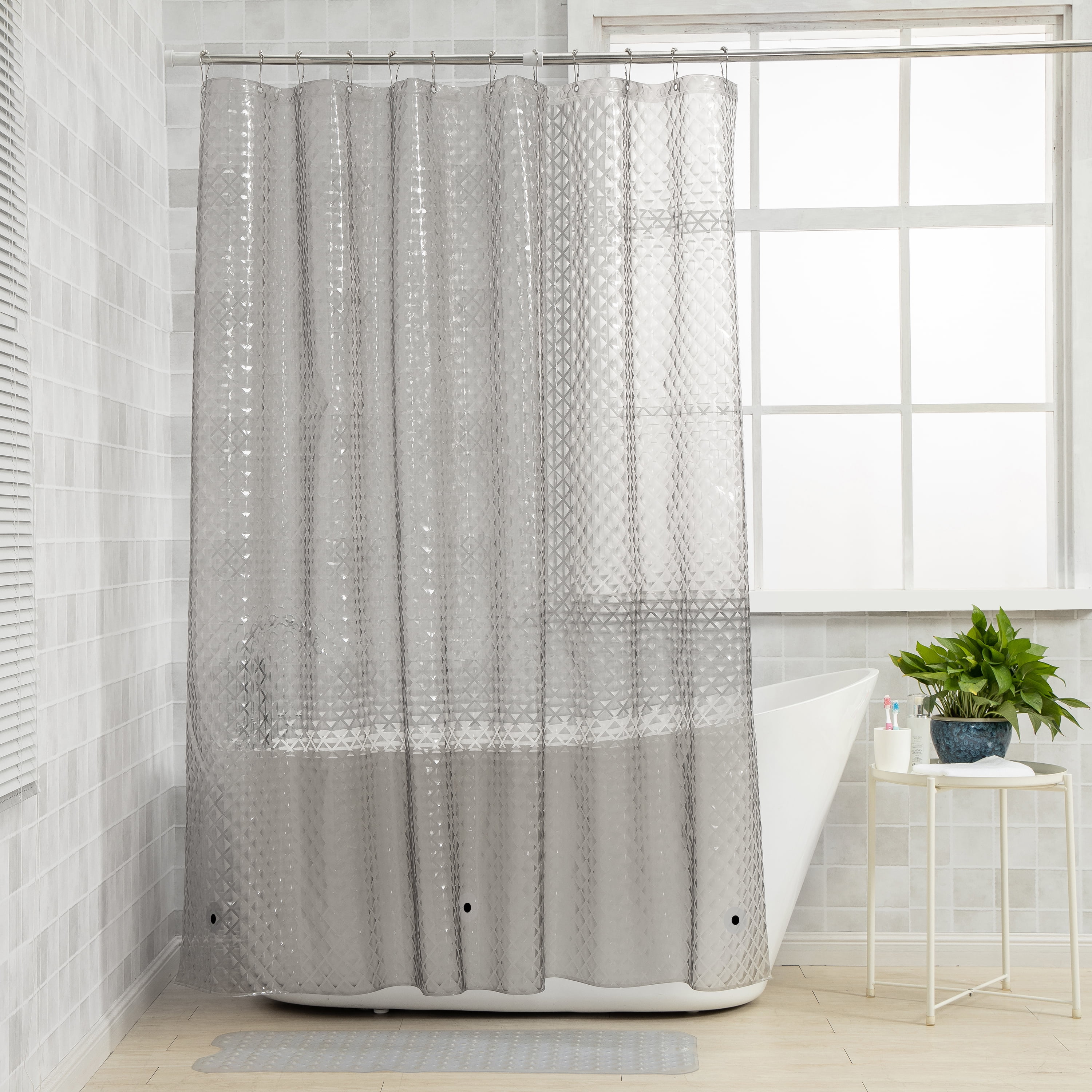 3D Bath Shower Curtain Clear Cubes Water Transparent Plastic EVA Thicker 180*200 