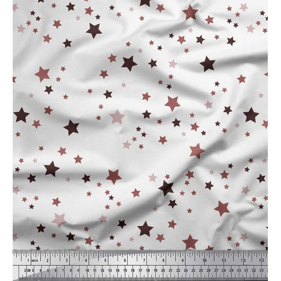 Soimoi Brown Cotton Duck Fabric Stars Star Fabric Prints By Yard 42 Inch Wide