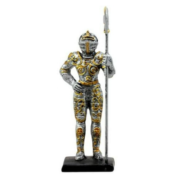 Medieval Halberdier Knight Dollhouse Miniature Figurine 4"H Suit Of Armor Axeman