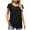 Black, variant on ZQUUVOU Short Sleeve Shirt For Women Eyelet Tops Summer Crewneck Blouse Loose Black