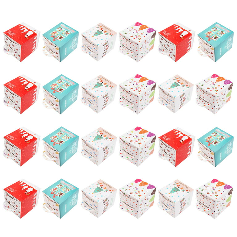 24pcs Xmas Apple Wrapping Box Cartoon Gift Paper Storage Box (Mixed Color)  
