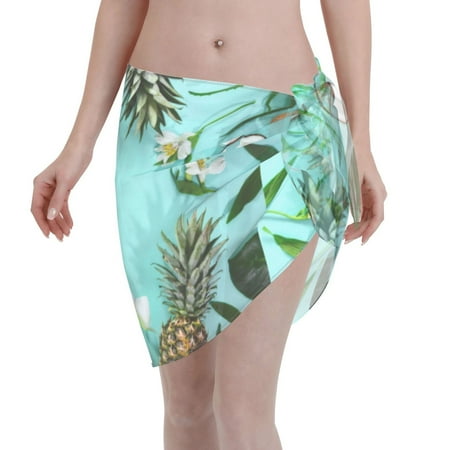 Ocsxa Tropical Pineapple Print Sarong Coverups For Women Bathing Suit Wrap Swimsuit Skirt Beach Bikini Cover Up Swimwear