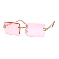 thumbnail image 3 of 90s Classic OG Rapper Rimless Pop Color Lens Sunglasses Gold Light Pink, 3 of 4