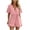 Pink, variant on biudgviw Womens Summer Rompers Short Sleeve V Neck Jumpsuits Drawstring Casual Ruffle Hem Shorts Beach Vacation Outfits